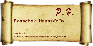 Praschek Hasszán névjegykártya
